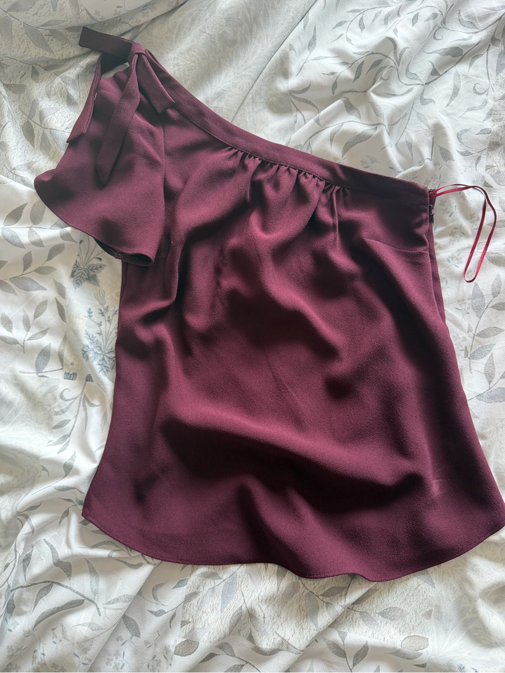 RW&CO. One-Shoulder Wine Blouse